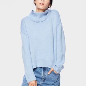Siizu turtleneck Merino Wool Blue chunky sweater FLAWED winter lagum lagenlook